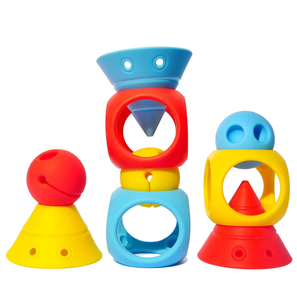 Building Genius™ 9pc elastic building blocks by Moluk: Primary colours - Timeless Toys