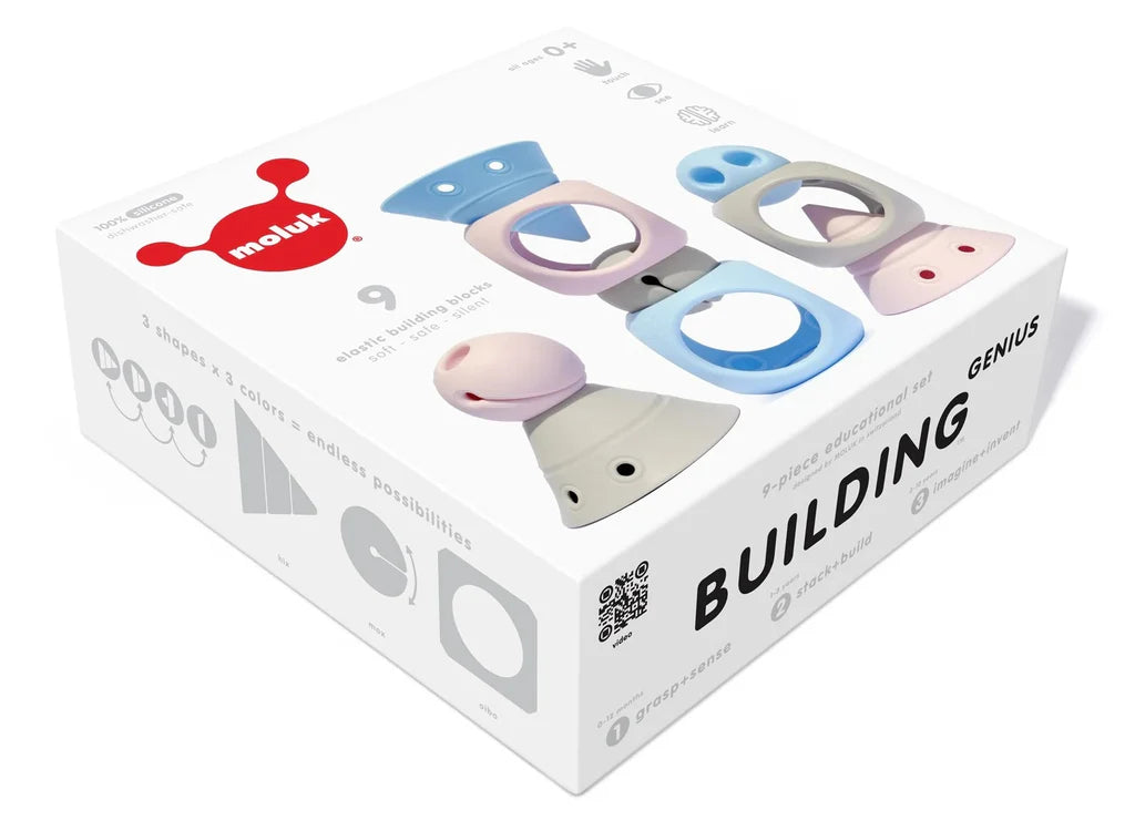 Building Genius™ 9pc elastic building blocks by Moluk: Pastel colours