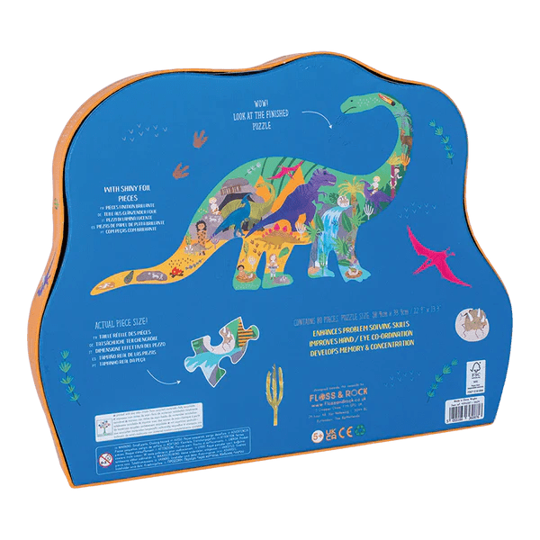 Dinosaur - 80pc shaped puzzle - Floss & Rock - Timeless Toys