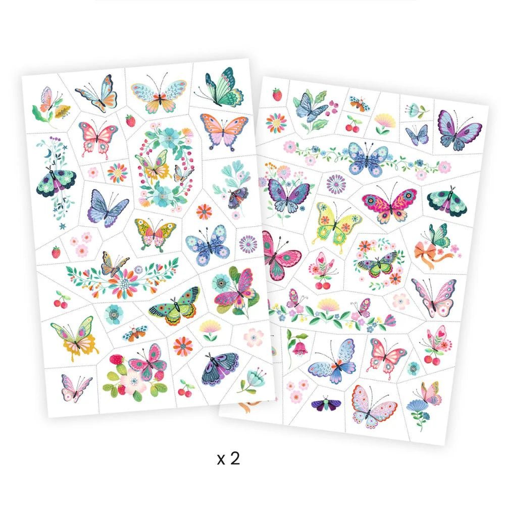 Djeco Temporary Tattoos - Dream Butterflies (with glitter effect) - Timeless Toys