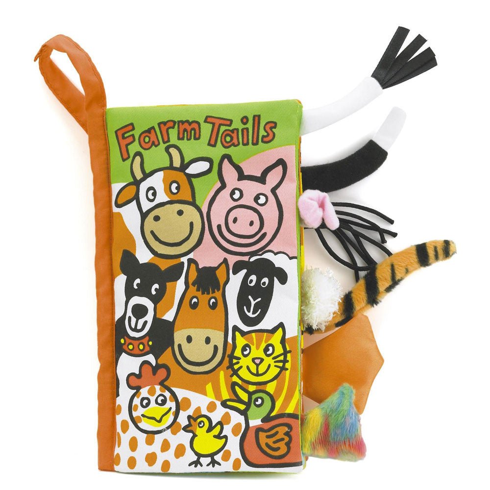 Farm Tails Fabric Activity Book by Jellycat - Timeless Toys