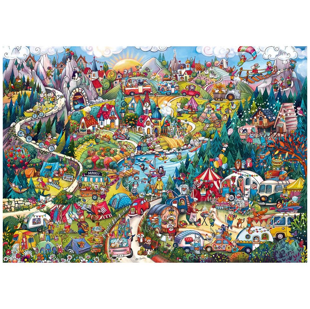 Heye: Go Camping 2000pc cartoon puzzle (Rita Berman) - Timeless Toys