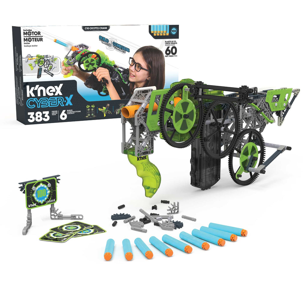 K'nex Cyber X: C10 Crypto Crank with Motor - Foam Dart Blaster - 383pc / 6 models - 8yrs+ - Timeless Toys