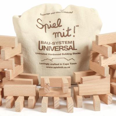 Spiel - Mit!® - 50 handcrafted natural Beech wood building blocks with drawstring bag - Timeless Toys