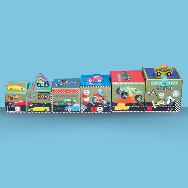 Stack & Play - Cars (incl wooden play pieces) - Floss & Rock - 2yrs - Timeless Toys