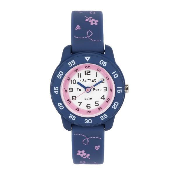 Cactus Junior - Time Teacher Watch - Blue / Pink Flowers - Timeless Toys